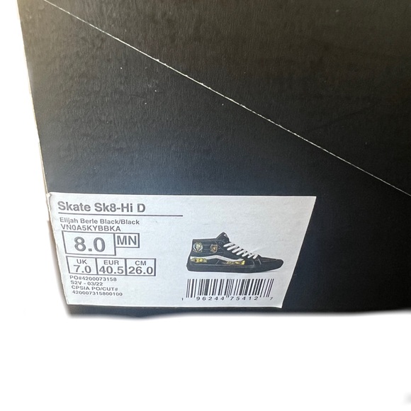 Size 8 - VANS Elijah Berle x Skate Sk8- Decon High Black - Picture 10 of 12